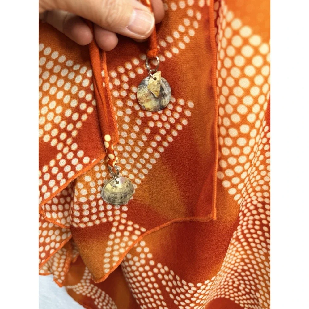 Your Best Look Women's Orange Swim Cover Up Sheer Cardigan 18W Tie Front Shells - Picture 6 of 14
